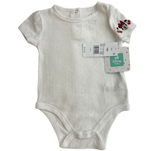 DISNEY BABY White Infant Bodysuit with Minnie Mouse Size 12M NWT - Picture 1 of 6